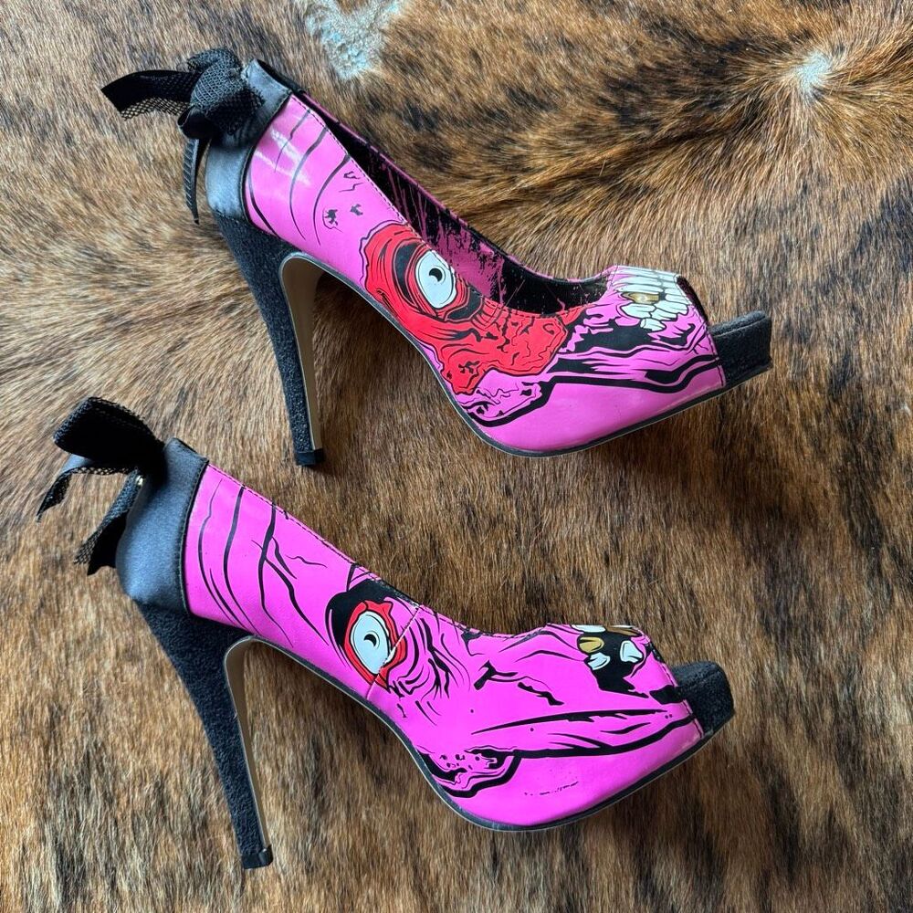 Iron Fist Gold Digger Vegan Zombie Heels With Bow Detail Goth Emo Punk